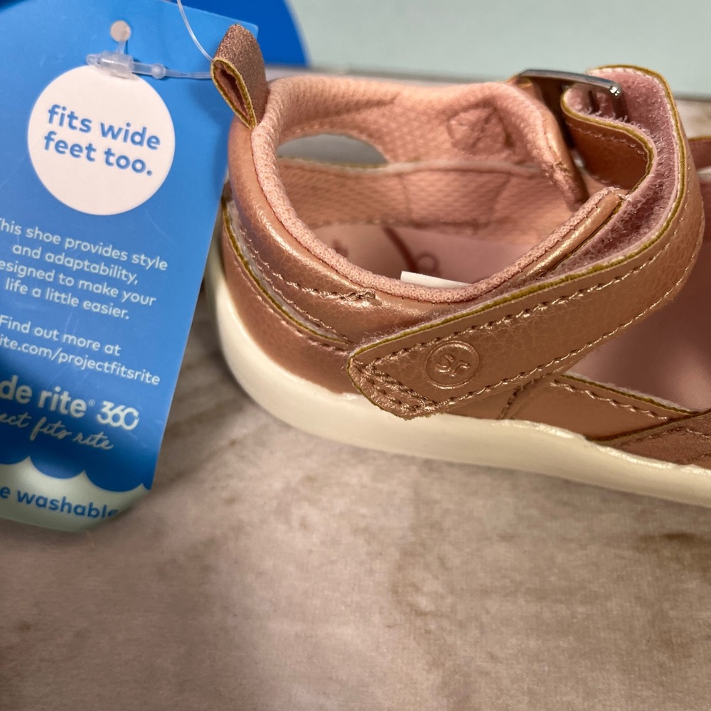 New Stride Rite Rose Gold Sparkle Mary Jane Sandals Toddler Girls Size 6 medium - Picture 4 of 6